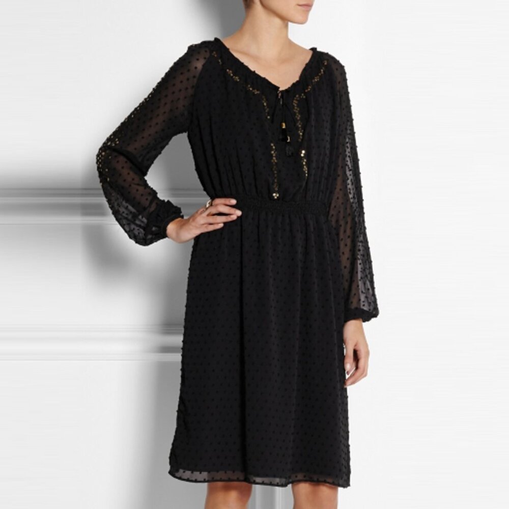 NWOT ALTUZARRA for Target Black Swiss Dot Sequin Long Sleeve Dress Size 8